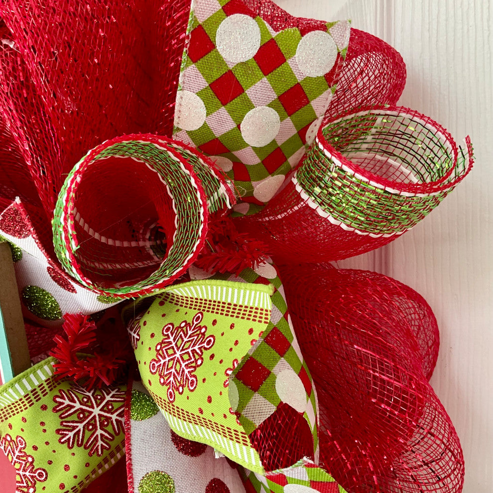 Have a Holly Jolly Christmas Handmade Deco Mesh Wreath
