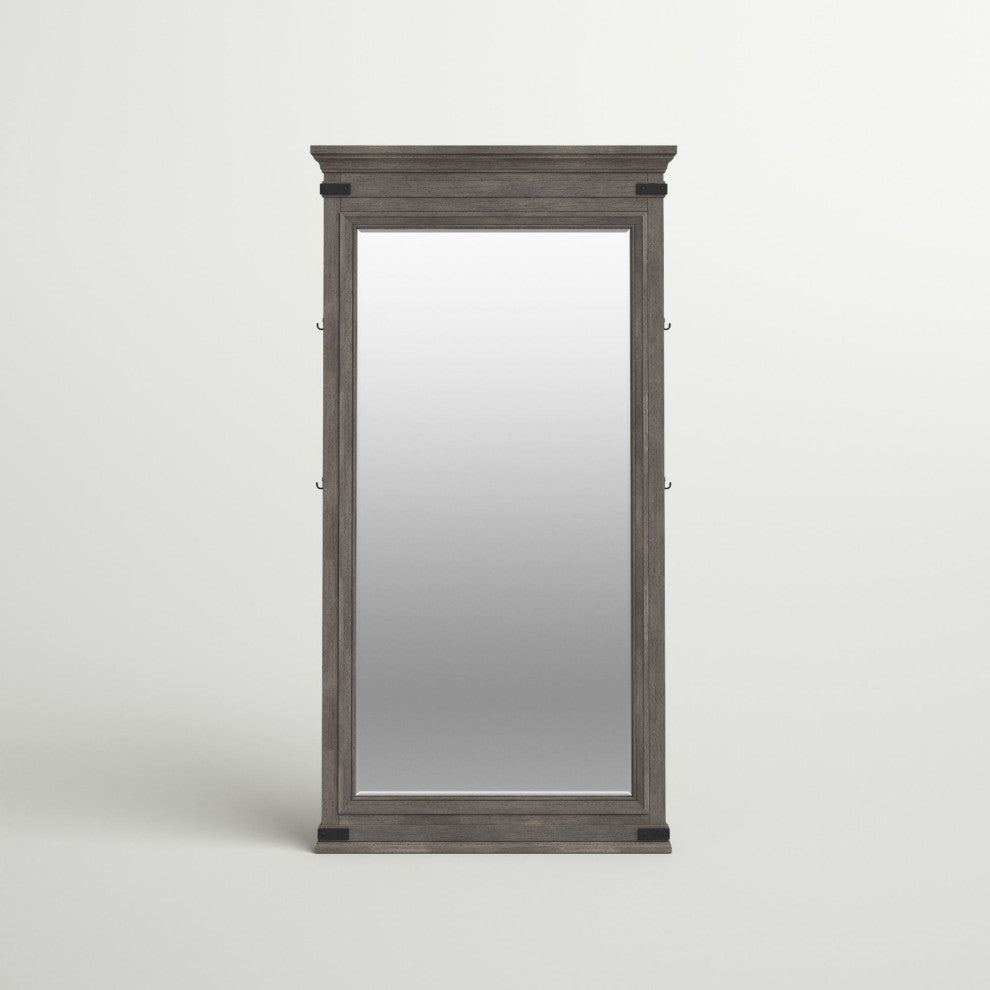 Forge 37" Wide Floor Mirror, Brushed Steel