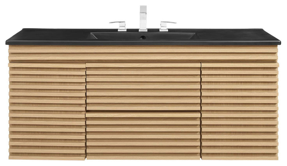 Render 48" Wall-Mount Bathroom Vanity, Oak Black