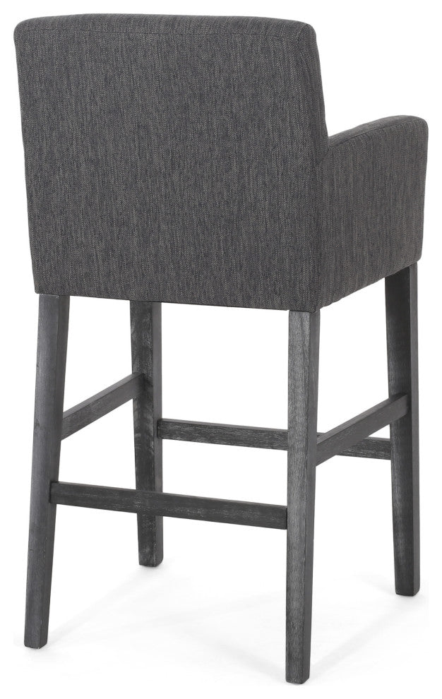 Chaparral Contemporary Fabric Upholstered Wood 30.5" Barstools, Set of 2, Charcoal/Gray