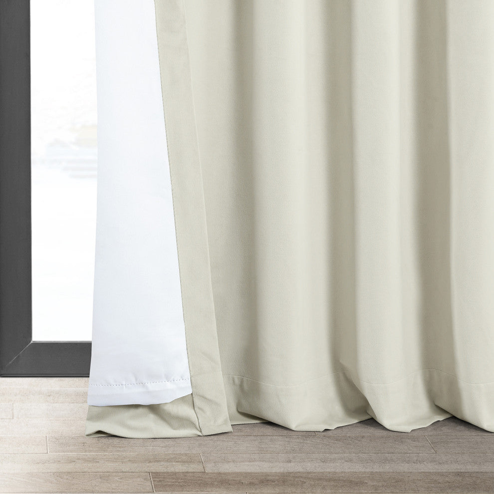 Signature Off White Blackout Velvet Curtain Single Panel, 50"x84"