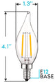4W Candelabra LED Bulb Dimmable 400lm Cool White E12 6PK