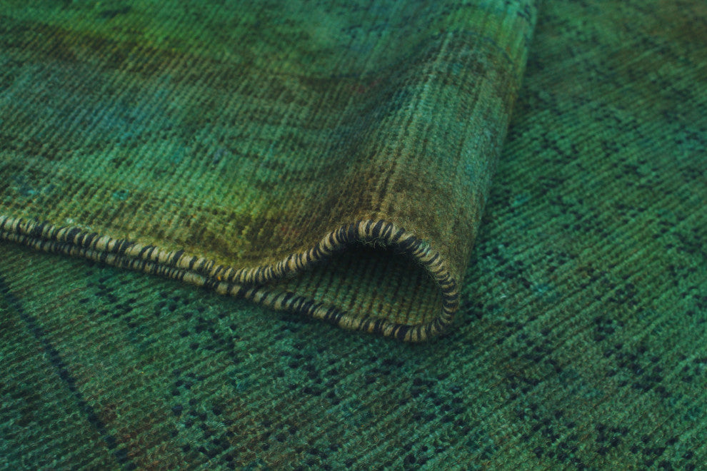 Vintage Distressed Bartram Green/Blue Runner, 3'0x9'2