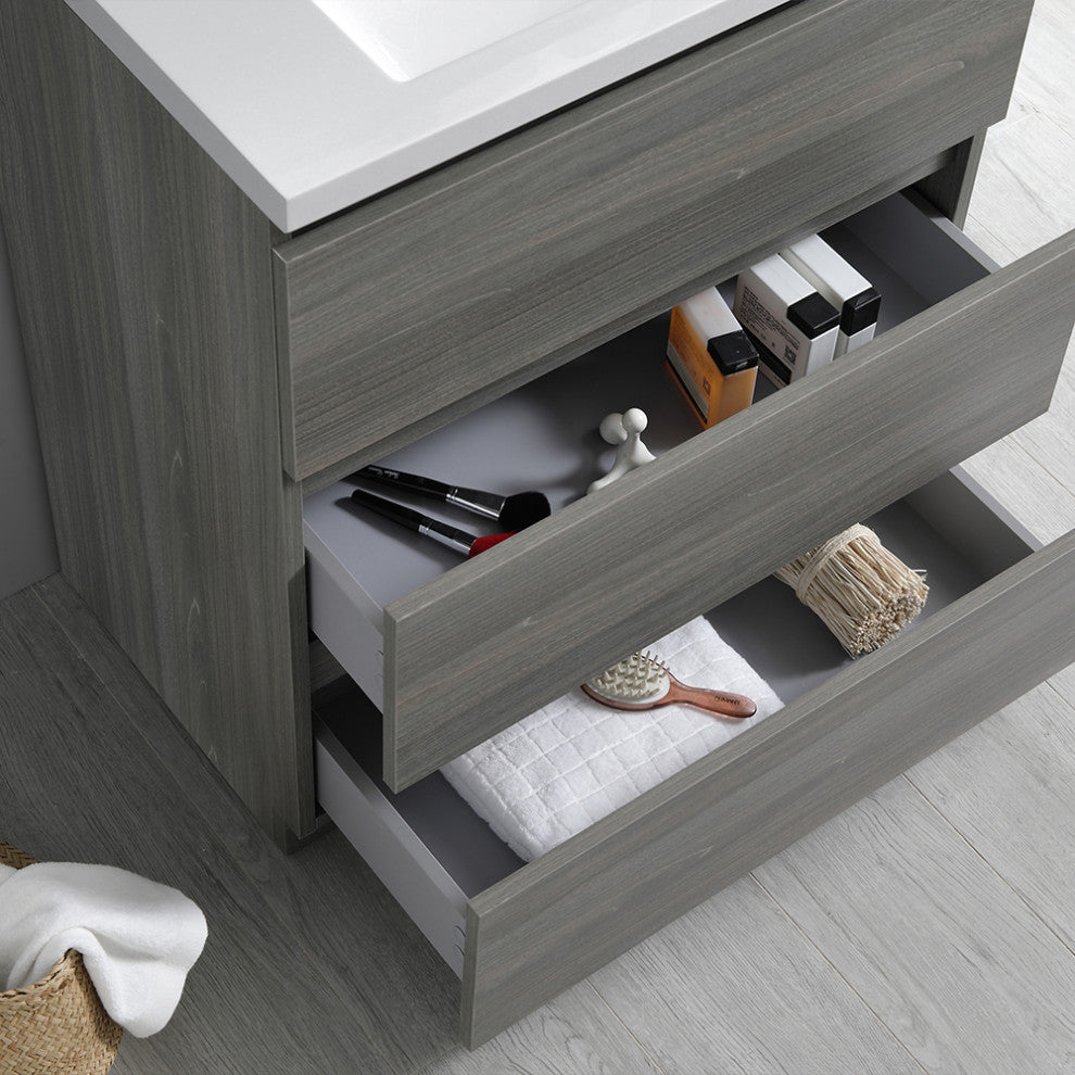 Fresca Lazzaro 30" Gray Wood Cabinet With Integrated Sink
