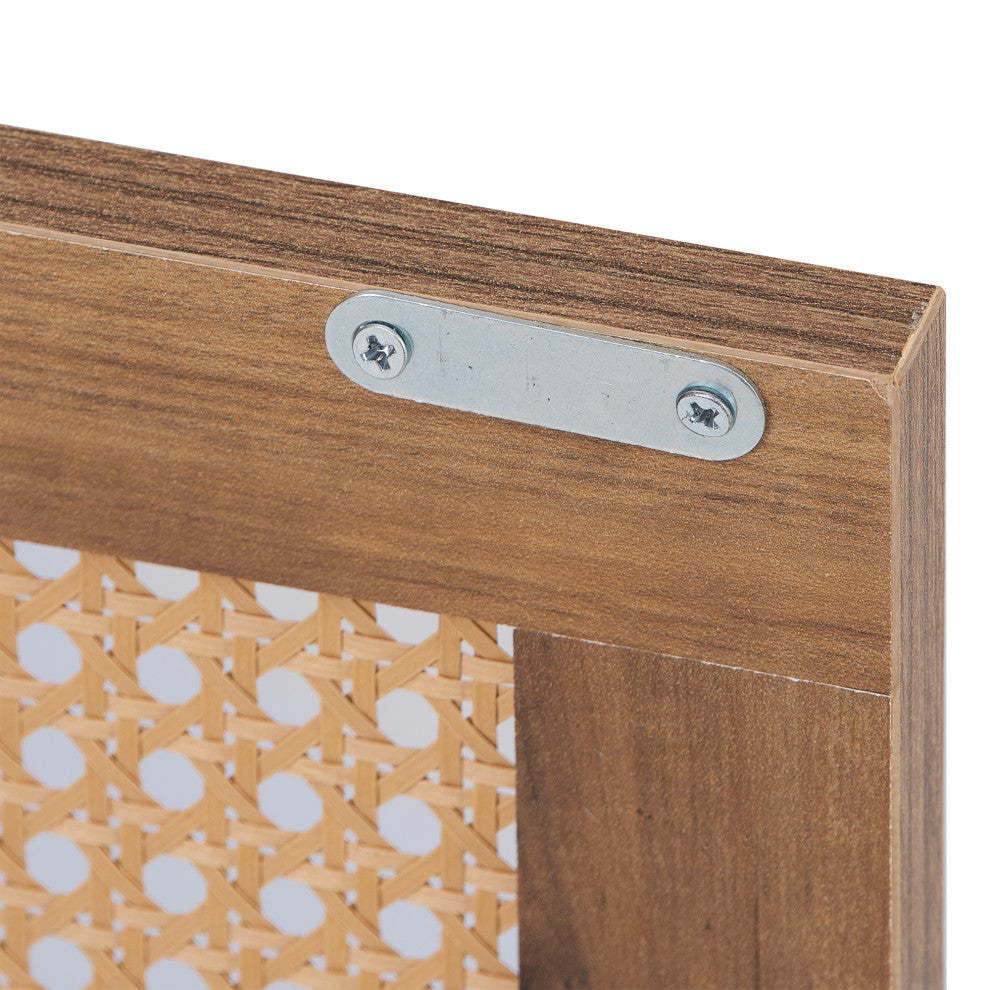 Melamine Board Nightstand with Door and Exterior Shelves
