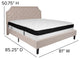 King Size Tufted Platform Bed in Beige Fabric with Memory Foam Mattress