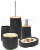 Bath D Dolomite Round Cotton Box White-Bamboo Top, Black