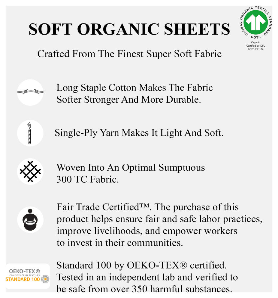 Organic Cotton Flat Sheet, Light Blue, King, 108"x105"