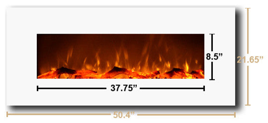 Ivory 50" Wide Wall Mounted Electric Fireplace, White