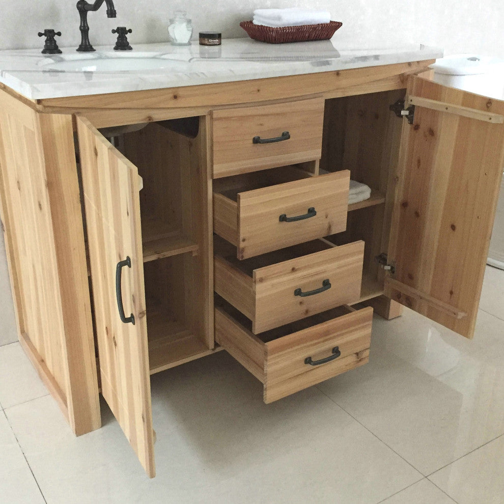 Wallace Solid Fir Single-Sink Vanity, Left Sink, 48", White Top