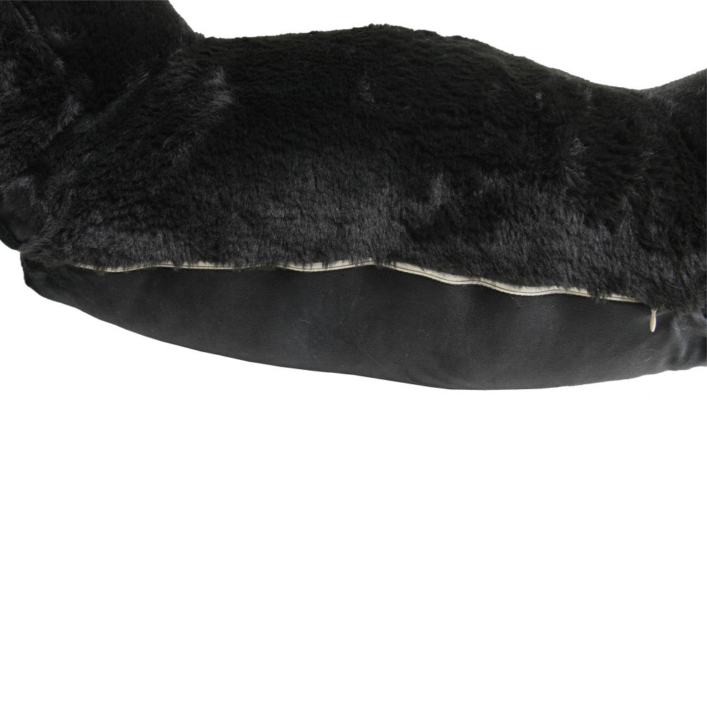 Faux Fur Bedrest Shell, Black, 20"x18" X17"