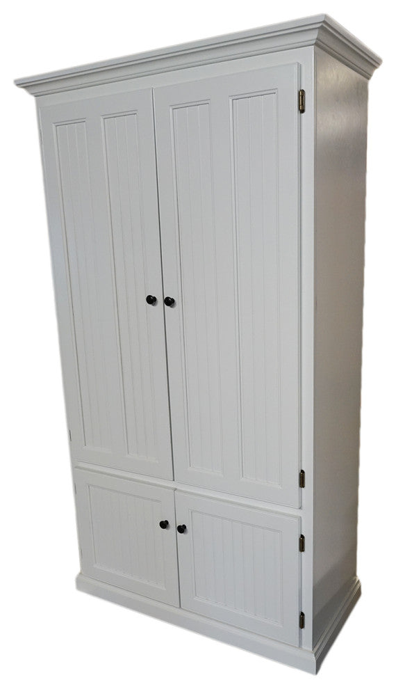 Double Wide Coastal Kitchen Pantry Cabinet, Bright White