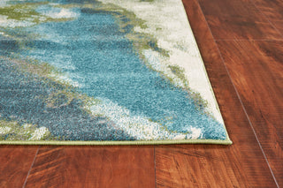 Watercolors Teal Abstract Plush Area Rug, 6'7"x9'6"