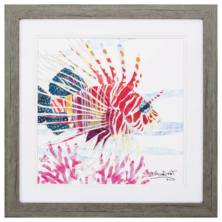 23" X 23" Woodtoned Frame Sea Creature Fish