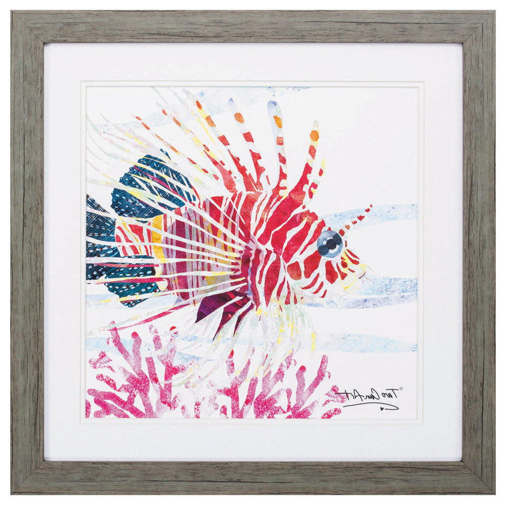 23" X 23" Woodtoned Frame Sea Creature Fish