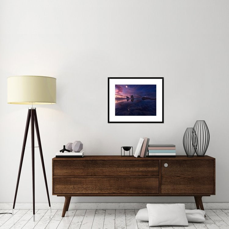 "Golden Bay When Night Falls" Framed Digital Print by Yan Zhang, 30"x24"