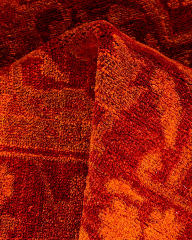 Overdyed, One-of-a-Kind Hand-Knotted Area Rug Orange, 3'1"x5'0"