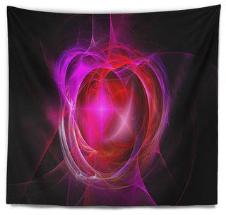 Red Fractal Explosion Supernova Abstract Wall Tapestry, 39"x32"