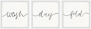 Cursive Laundry Triptych, 3-Piece Set, 32x32 Panels