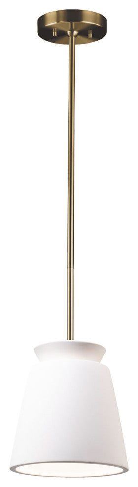 Small Trapezoid Pendant, Bisque, Antique Brass, Incandescent