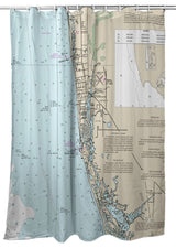 Betsy Drake Naples Bay, FL Nautical Map Shower Curtain