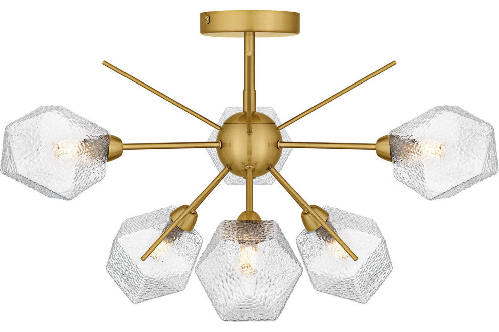 Salvador Six Light Semi-Flush Mount in Brushed Gold