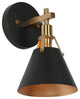 LNC Modern 1-Light Dimmable Metal Armed Wall Sconce 6"W, Black and Gold