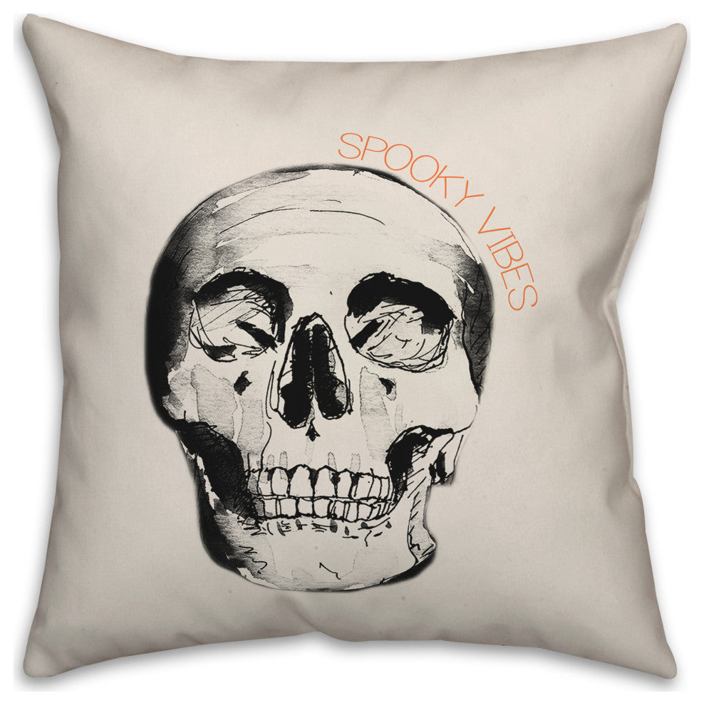 Spooky Vibes Skull 18x18 Spun Poly Pillow