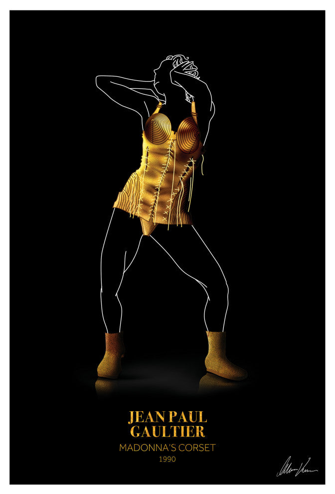 "J Gold Fashion look" Frameless Free Floating Printed Tempered Glass Wall Art
