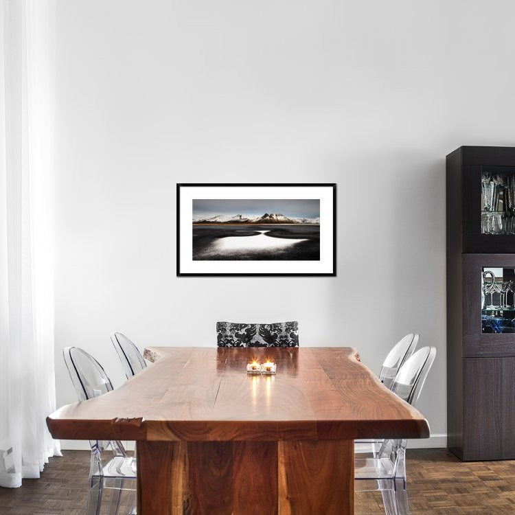 "Iceland First Snow" Framed Digital Print by Liloni Luca, 38x22"