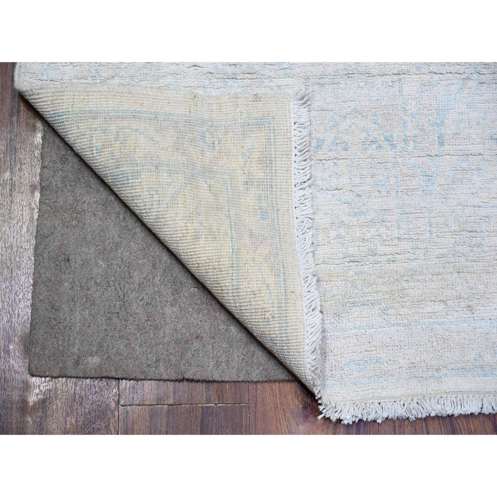 White Wash Peshawar Wool Hand Knotted Oriental Rug, 2'8"x9'7"