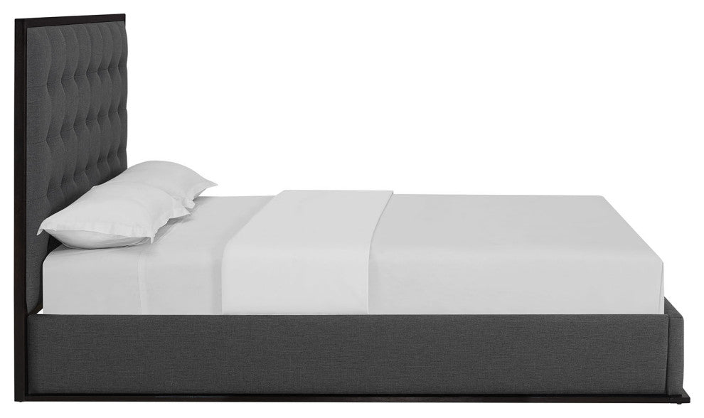 Cappuccino Smoke Madeline Queen Upholstered Fabric Bed Frame