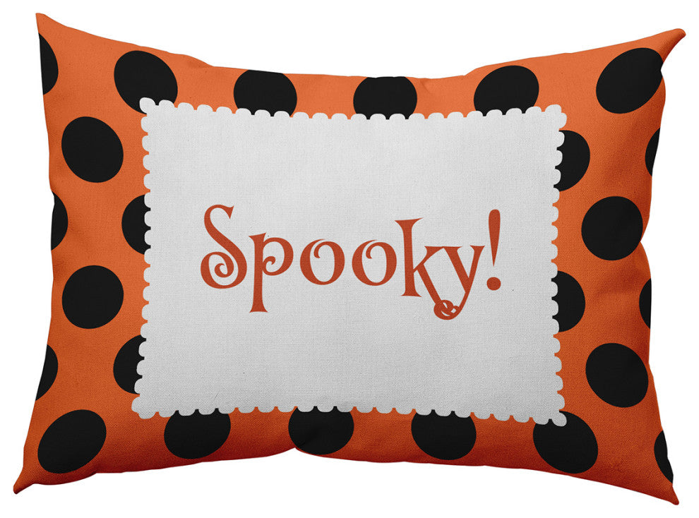 Halloween Spooky Dots Accent Pillow, Traditional Orange, 14"x20"