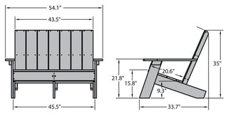 Italica Modern Double Wide Modern Adirondack Chair, Whitewash
