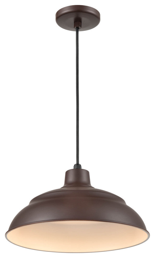 R Series Collection 1 Light 14 in. Architect Bronze RLM Warehouse/Cord Hung