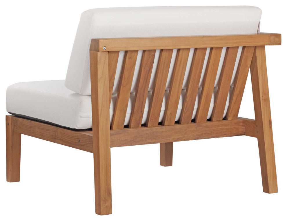 Lounge Sectional Sofa Chair Set, White Natural, Wood, Modern, Outdoor Patio
