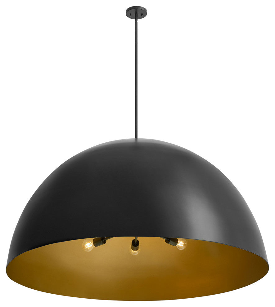 Elias Dome Pendant 8-Light Champagne Gold interior Shade, Matte Black