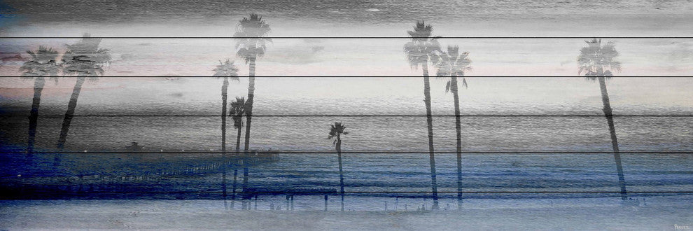 "Stormy Calm" Painting Print on White Wood, 30"x10"