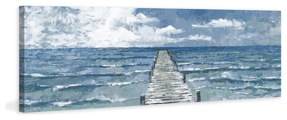"Rough Sea Waves" Painting Print on Wrapped Canvas, 45x15