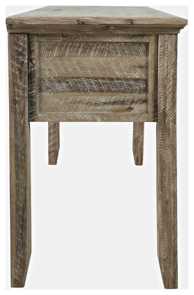 Rustic Shores Coastal Style Distressed Acacia USB Charging Desk - Grey Wash