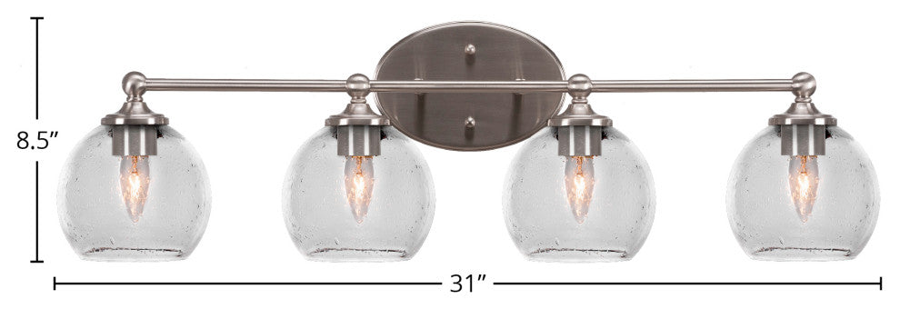 Capri 4-Light Bath Bar, Brushed Nickel/Clear Bubble
