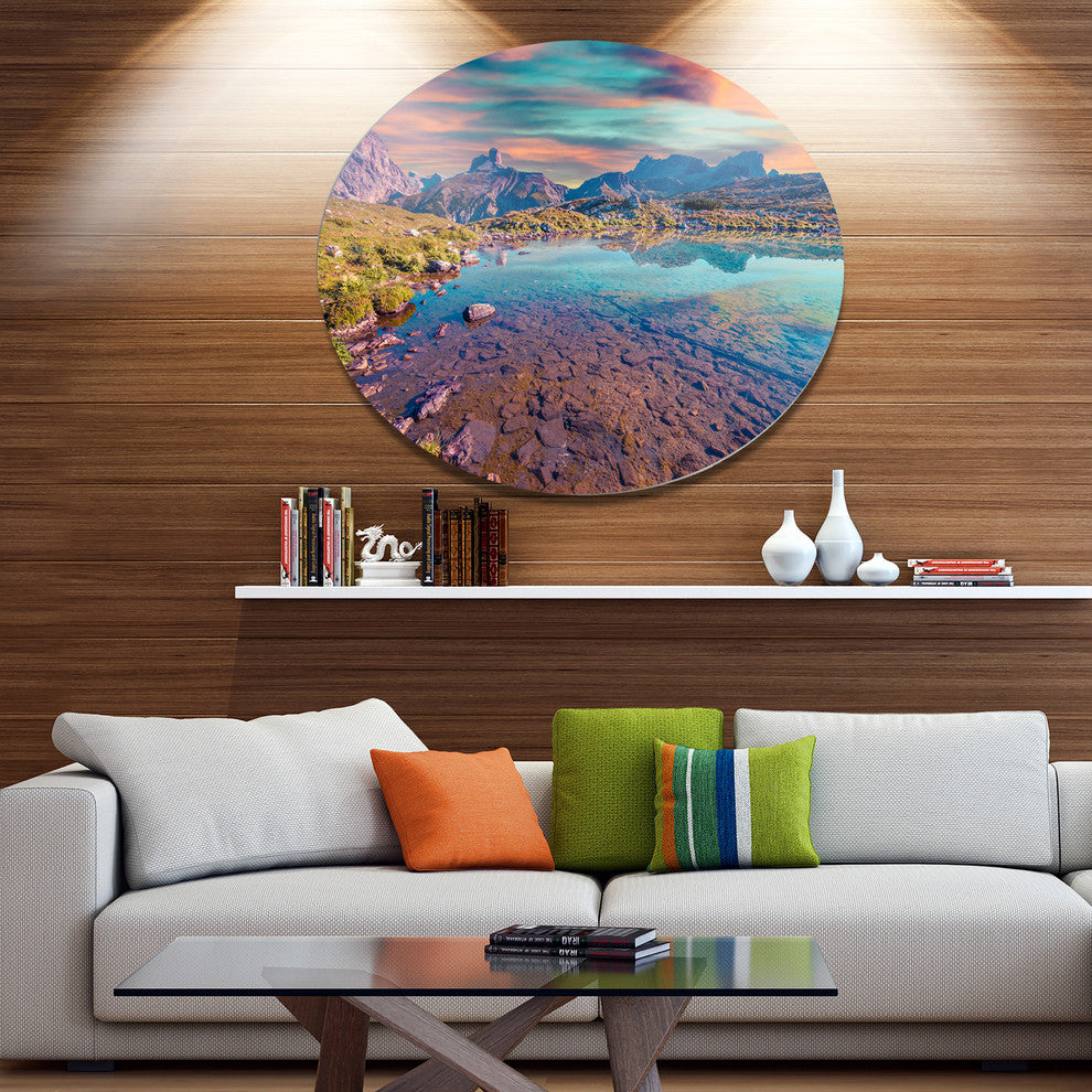 Beautiful Lake In Lago Rienza, Seashore Art Round Wall Art, 36"