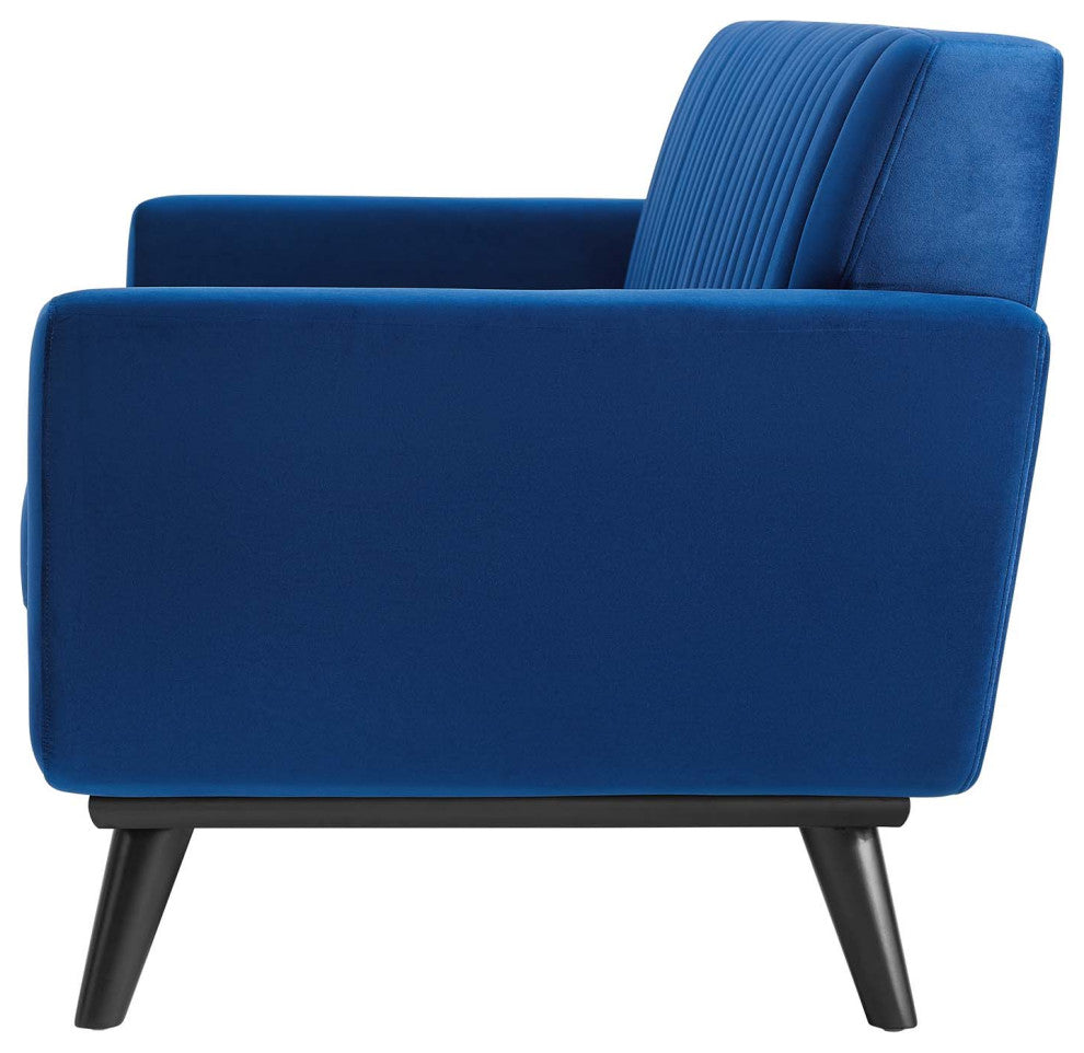 Tufted Loveseat Sofa, Velvet, Blue Navy, Modern, Living Lounge Hotel Hospitality