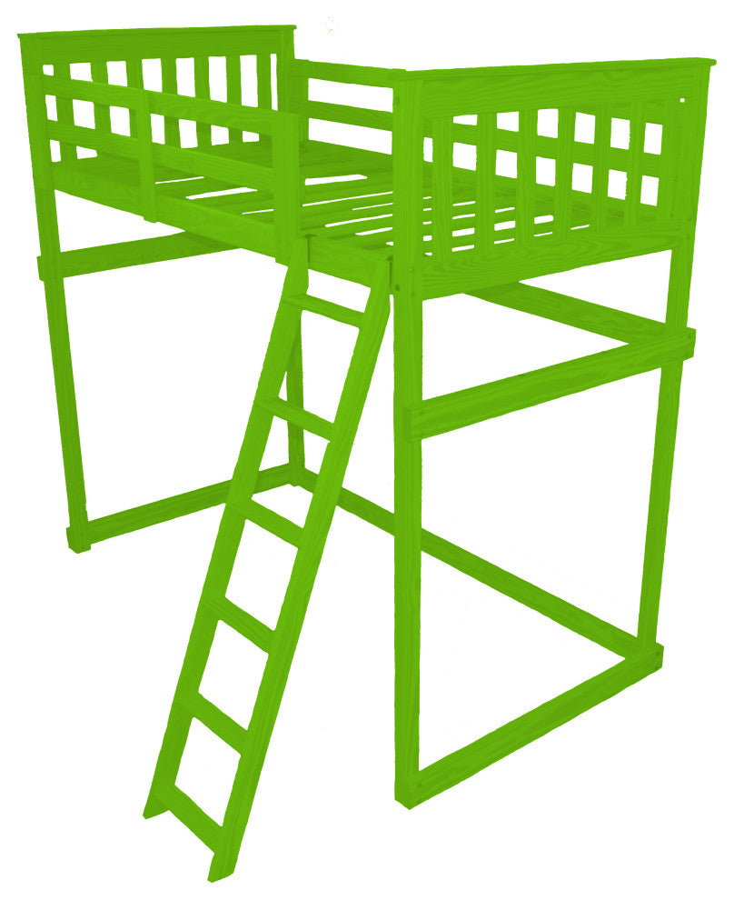 Mission Loft Bed, Lime Green, Twin, Side Ladder