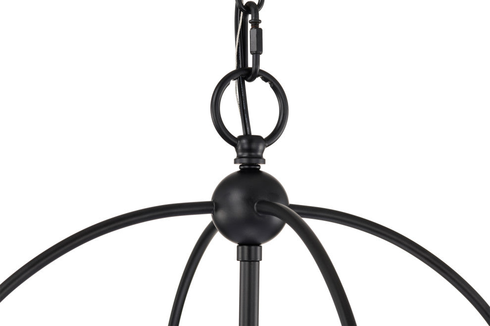 3-Light Matte Black Finish 18 in. Cage Chandelier With White Fabric Shade