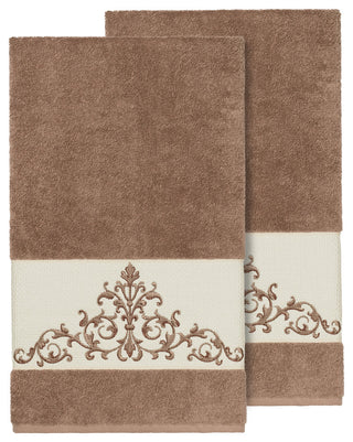 Scarlet 2-Piece Embellished Bath Towel Set, Latte