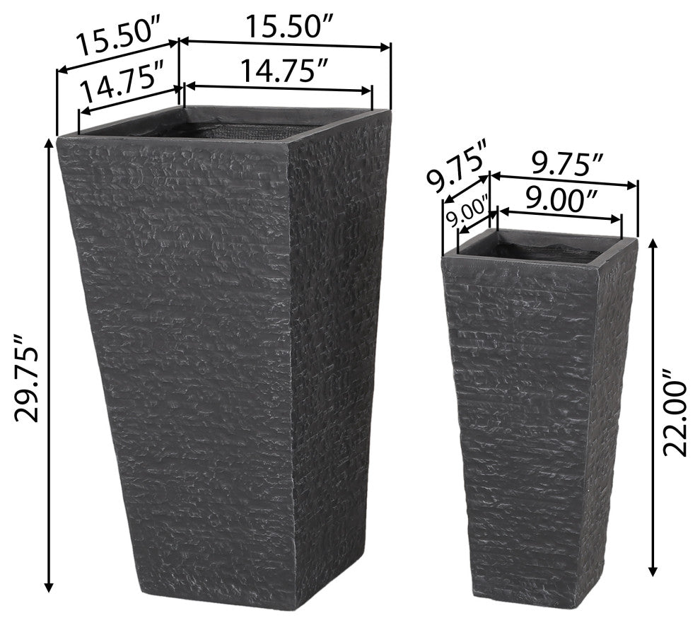 Tengren Outdoor Large and Small Cast Stone Planters, Set of 2