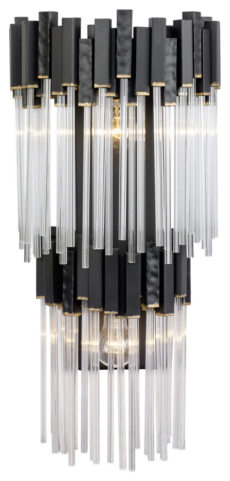 Matrix 2-Lt 2-Tier  Sconce - Matte Black/French Gold
