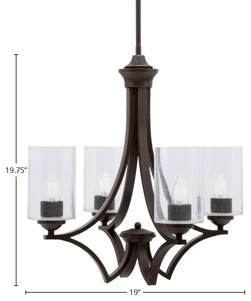 Zilo Uplight, 4 Light, Chandelier, Dark Granite Finish, 4" Clear Bubble Glass