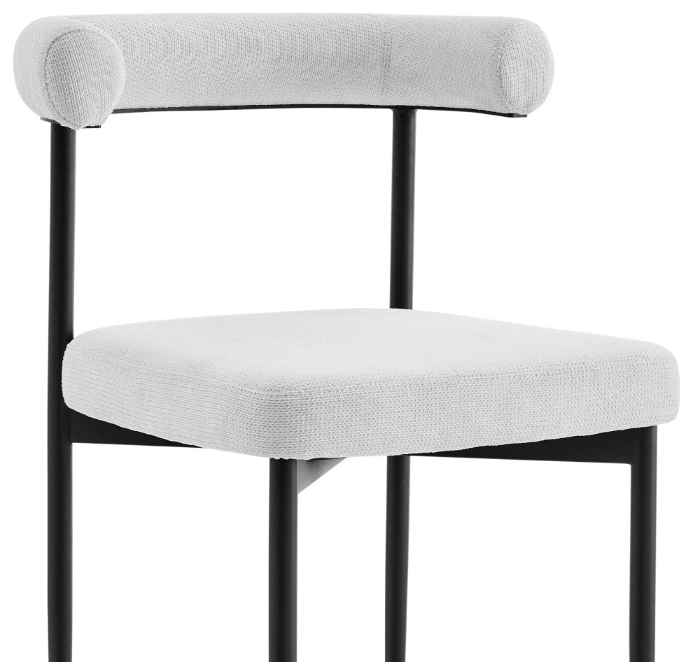 Shannon Dining Chair With Matte Black Iron and Cream Fabric, Set of 2